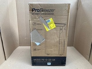 PRO-BREEZE 20L COMPRESSOR DEHUMIDIFIER- MODEL NO PB-D-23-UK- RRP £199.99: LOCATION - F9