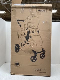 HAUK DUETT 2 DOUBLE TANDEM TWIN PUSHCHAIR PRAM TRAVEL SYSTEM + CAR SEAT SET IN BLACK- RRP £329.99: LOCATION - F8