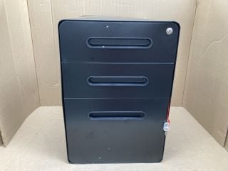 3 DRAWER METAL FILING CABINET IN BLACK: LOCATION - F8