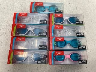 9 X ASSORTED SPEEDO SWIMMING GOGGLES TO INCLUDE PAIR OF SPEEDO BIOFUSE 2.0 JUNIOR SWIMMING GOGGLES IN PINK: LOCATION - F5