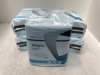 5 X PACKS OF 20 DRYLIFE ALL NIGHTS DISPOSABLE BED PADS - SUPER ABSORBENT: LOCATION - F5