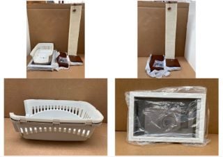 4 X ASSORTED PET ITEMS TO INCLUDE PLASTIC CAT CARRIER: LOCATION - F3