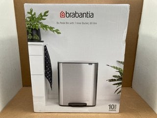 BRABANTIA 60L BO PEDAL BIN WITH 1 INNER BUCKET IN MATT BLACK: LOCATION - F3