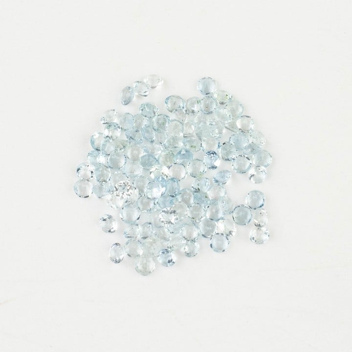 3.30ct Aquamarine Faceted Round-cut Parcel of Gemstones, 2mm