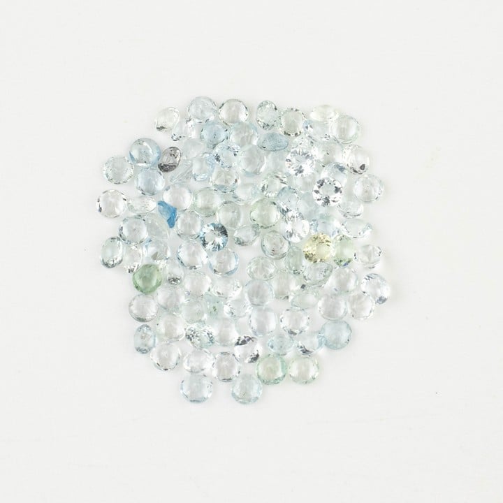 5.40ct Aquamarine Faceted Round-cut Parcel of Gemstones, 2.5mm