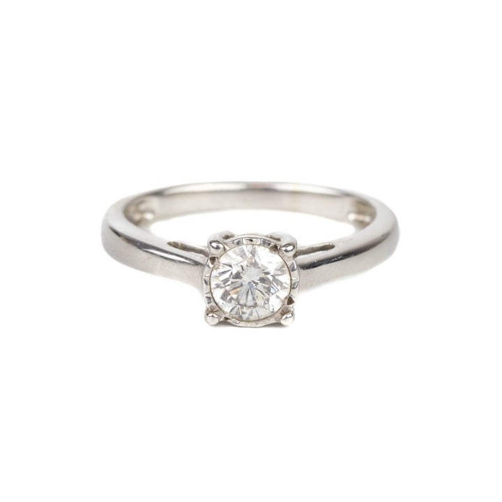 18ct White Gold 0.50ct Diamond Solitaire Ring, Size L½, 2.4g. Colour K, Clarity Si2.  Auction Guide: £200-£300 (VAT Only Payable on Buyers Premium)