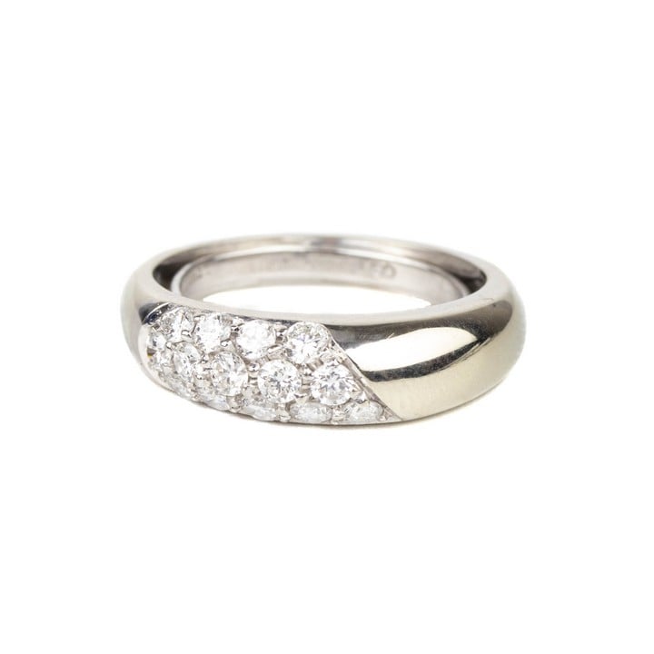 18ct White Gold 0.42ct Diamond Cluster Band Ring, Size J, 4.7g.  Auction Guide: £250-£350 (VAT Only Payable on Buyers Premium)