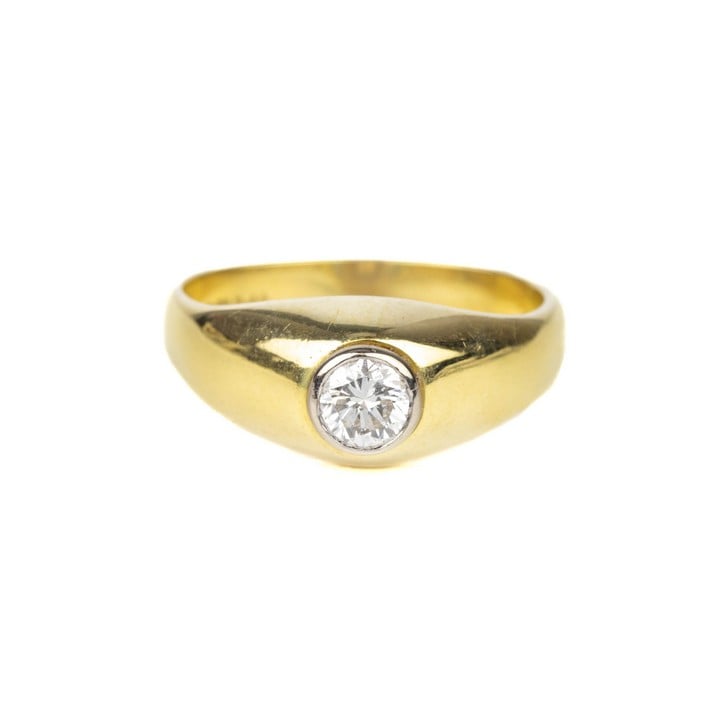 18ct Yellow Gold 0.40ct Diamond Single Stone Band Ring, Size Q, 7.2g. Colour I-J, Clarity Si1-Si2.  Auction Guide: £400-£500 (VAT Only Payable on Buyers Premium)