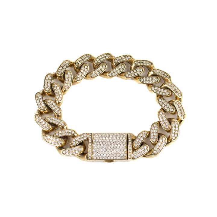 9K Yellow Clear Stone Set Bracelet, 21cm, 45g.  Auction Guide: £600-£800 (VAT Only Payable on Buyers Premium)