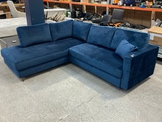 4 SEATER VELVET FABRIC CORNER SOFA IN DARK BLUE: LOCATION - B1