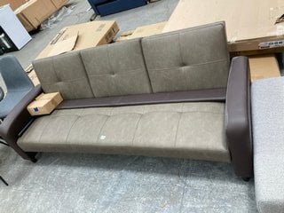 3 SEATER SOFA IN BROWN LEATHER: LOCATION - A7