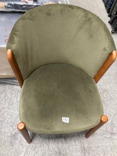 GREEN FABRIC DINING CHAIR: LOCATION - A7