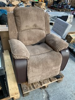 POWER RECLINING ARMCHAIR IN BROWN CORD FABRIC: LOCATION - A4