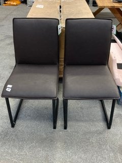 2 X BROWN LEATHER DINING CHAIRS: LOCATION - B3