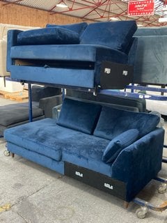 INCOMPLETE BED CORNER SOFA IN VELVET DARK BLUE TO INCLUDE INCOMPLETE CORNER SOFA IN VELVET DARK BLUE: LOCATION - B3