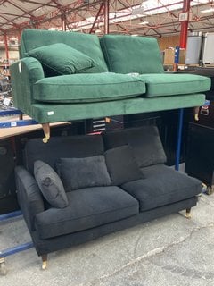 INCOMPLETE SOFA IN VELVET GREEN TO INCLUDE INCOMPLETE SOFA IN BLACK: LOCATION - B4