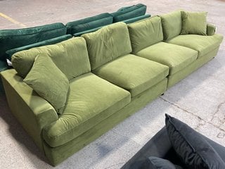 2 X PART AUGUST CORNER SOFAS IN SUNNINGDALE OLIVE: LOCATION - B1