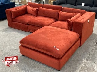 3 SEATER VELVET FABRIC CORNER SOFA IN BURNT ORANGE: LOCATION - B1