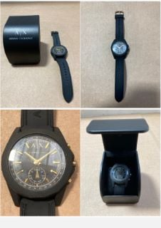 ARMANI EXCHANGE MENS HYBRID CONNECTED BLACK/GOLD DIAL BLACK RUBBER STRAP WATCH: LOCATION - AR1