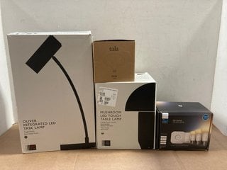 4 X ASSORTED HOUSEHOLD ITEMS TO INCLUDE JOHN LEWIS & PARTNERS MUSHROOM LED TOUCH TABLE LAMP: LOCATION - AR2