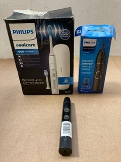 3 X ASSORTED HEALTH ITEMS TO INCLUDE PHILIPS NT5000 NOSE TRIMMER: LOCATION - AR5