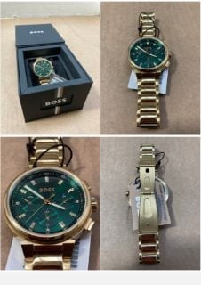 HUGO BOSS CRYSTAL INDEX QUARTZ 36MM GREEN DIAL GOLD STAINLESS STEEL WATCH: LOCATION - AR5