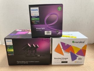 3 X ASSORTED ITEMS TO INCLUDE NANOLEAF SHAPED TRIANGLES STARTER KIT: LOCATION - AR8