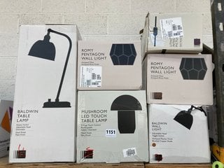 6 X ASSORTED JOHN LEWIS & PARTNERS LIGHTS TO INCLUDE BALDWIN TABLE LAMP: LOCATION - AR8