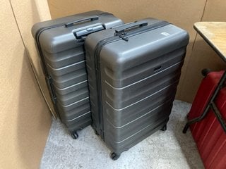 2 X JOHN LEWIS & PARTNERS LARGE HARD SHELL WHEELED COMBINATION LOCK SUITCASE IN GRAPHITE: LOCATION - AR12