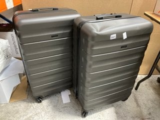 2 X JOHN LEWIS & PARTNERS LARGE HARD SHELL WHEELED COMBINATION LOCK SUITCASE IN GRAPHITE: LOCATION - AR13