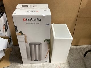 BRABANTIA 30L NEWICON PEDAL BIN TO ALSO INCLUDE PLASTIC STORAGE DRAWER IN WHITE: LOCATION - AR13