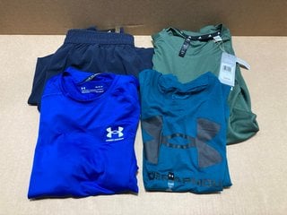 4 X ASSORTED CLOTHING ITEMS TO INCLUDE UNDER ARMOUR SPORTS VEST IN TEAL - UK M: LOCATION - AR14