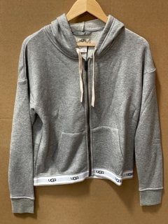 UGG SENA KNITTED LONG SLEEVE HOODED JACKET IN GREY - UK M: LOCATION - AR14