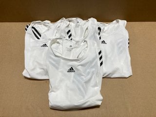 4 X WOMENS ADIDAS GYM VESTS IN WHITE/BLACK - UK M: LOCATION - AR14