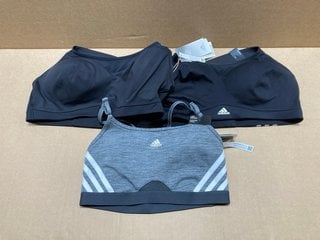 3 X ADIDAS SPORTS BRAS IN BLACK/GREY - UK S/L: LOCATION - AR14