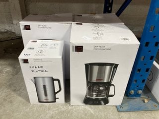 3 X JOHN LEWIS & PARTNERS DRIP FILTER COFFEE MACHINES TO ALSO INCLUDE JOHN LEWIS & PARTNERS 1.7L KETTLE IN BRUSHED STAINLESS STEEL: LOCATION - AR16