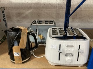 3 X ASSORTED HOUSEHOLD ITEMS TO INCLUDE DELONGHI 4 SLICE TOASTER IN WHITE: LOCATION - AR18