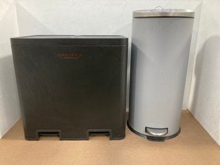 2 X ASSORTED JOHN LEWIS & PARTNERS HOUSEHOLD BINS TO INCLUDE GREY ROUND PEDAL BIN: LOCATION - A5T