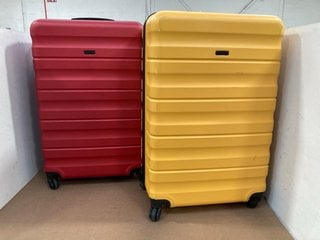 2 X JOHN LEWIS & PARTNERS HARD SHELL SUITCASES TO INCLUDE YELLOW & BLACK LARGE SUITCASE: LOCATION - A5T