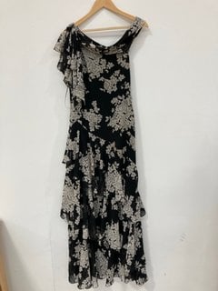 RALPH LAUREN KANERITE DRESS IN BLACK & WHITE FLORAL PATTERN SIZE 10 RRP £399: LOCATION - A6T