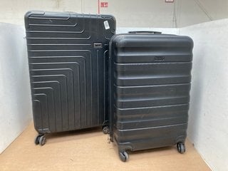 2 X ASSORTED JOHN LEWIS & PARTNERS HARD SHELL SUITCASES TO INCLUDE LARGE SUITCASE IN BLACK: LOCATION - A6T