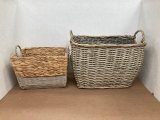 2 X ASSORTED JOHN LEWIS & PARTNERS WICKER BASKETS: LOCATION - A6T