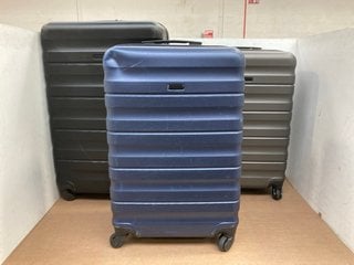 2 X ASSORTED JOHN LEWIS & PARTNERS HARDSHELL SUITCASES TO INCLUDE LARGE BLUE & BLACK SUIT CASE: LOCATION - A6T