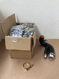 QTY OF ASSORTED MISHIMOTO CAR PARTS TO INCLUDE QTY OF MISHIMOTO CONSTANT TENSION T-BOLT CLAMPS 2.5" IN GOLD PART NO: MMCLAMP-25TGD: LOCATION - AR11