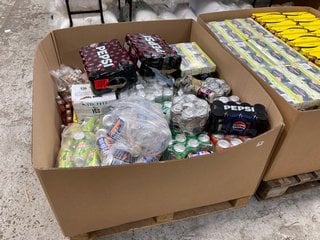 PALLET OF ASSORTED DRINKS TO INCLUDE PEPSI MAX CHERRY FLAVOR 330ML CANS ( B.B DATE 03.2025 ): LOCATION - A6 (KERBSIDE PALLET DELIVERY)