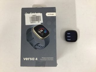 FITBIT VERSA 4 HEALTH & FITNESS TRACKER IN PLATINUM ALUMINIUM CASE & WATERFALL BLUE INFINITY BAND: MODEL NO FB523 (WITH BOX, CHARGER CABLE & STRAPS) [JPTM124410]