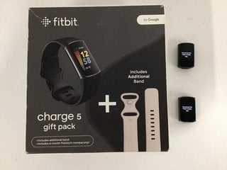 2 X FITBIT CHARGE 5 HEALTH & FITNESS TRACKERS IN BLACK: MODEL NO FB421 (WITH CHARGER CABLES & STRAPS) [JPTM124387]