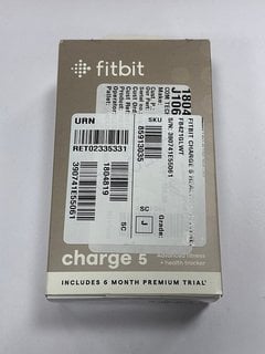 FITBIT BY GOOGLE CHARGE 5 FITNESS + HEALTH TRACKER IN SOFT GOLD STAINLESS STEEL CASE & LUNAR WHITE BAND: MODEL NO FB 421 (WITH BOX & ALL ACCESSORIES) [JPTM124795]