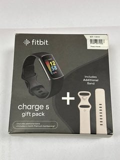 FITBIT CHARGE 5 GIFT PACK HEALTH + FITNESS TRACKER IN BLACK/GRAPHITE STAINLESS STEEL CASE & CLASSIC LUNAR WHITE BAND: MODEL NO FB 421 (WITH BOX & ALL ACCESSORIES) [JPTM124535]