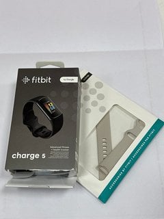 FITBIT BY GOOGLE CHARGE 5 FITNESS + HEALTH TRACKER IN GRAPHITE STAINLESS STEEL CASE & CLASSIC LUNAR WHITE: MODEL NO FB 421 (WITH BOX) [JPTM124398]